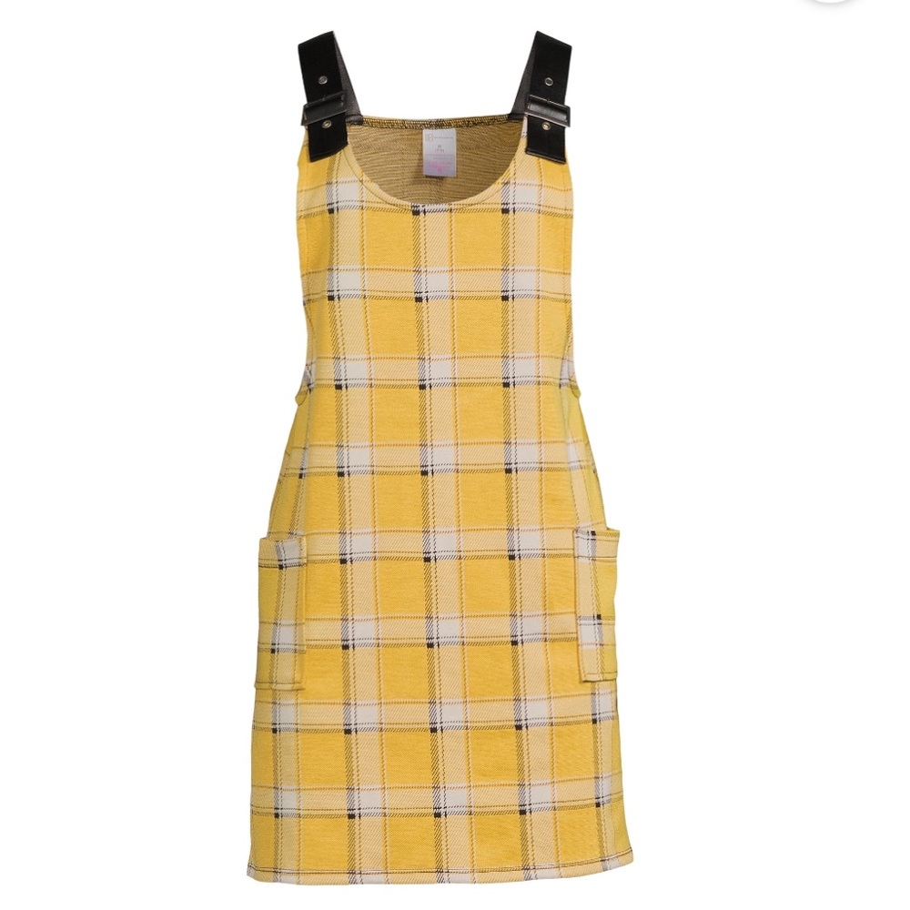 No Boundaries Jounior’s Pinafore Yellow Plaid Jumper Dress- Large 11/13
